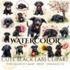 Black Lab Puppies Clipart Bundle