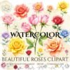 Watercolor Roses Clipart Bundle